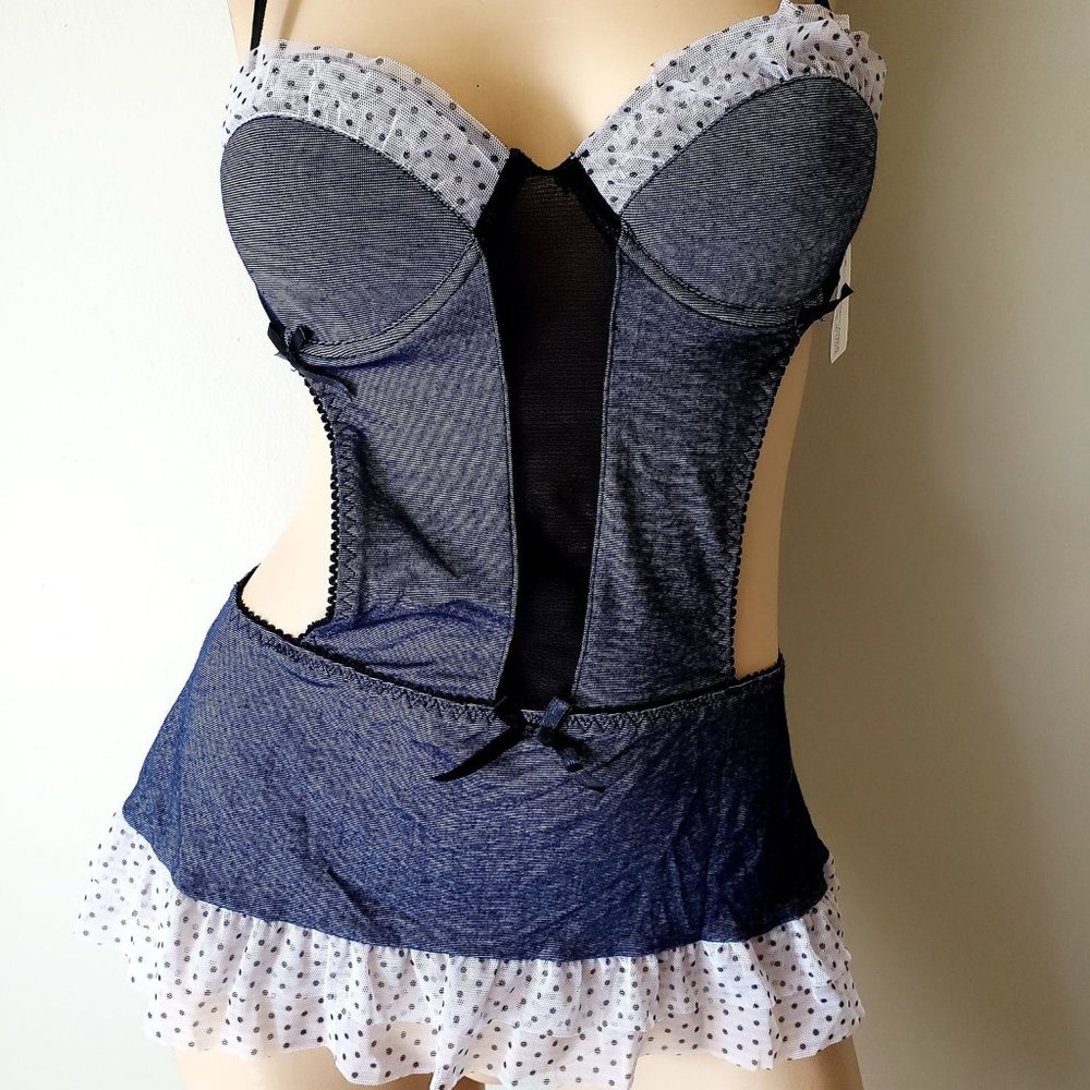 Native Intimates Denim Apron Babydoll Chemise NEW